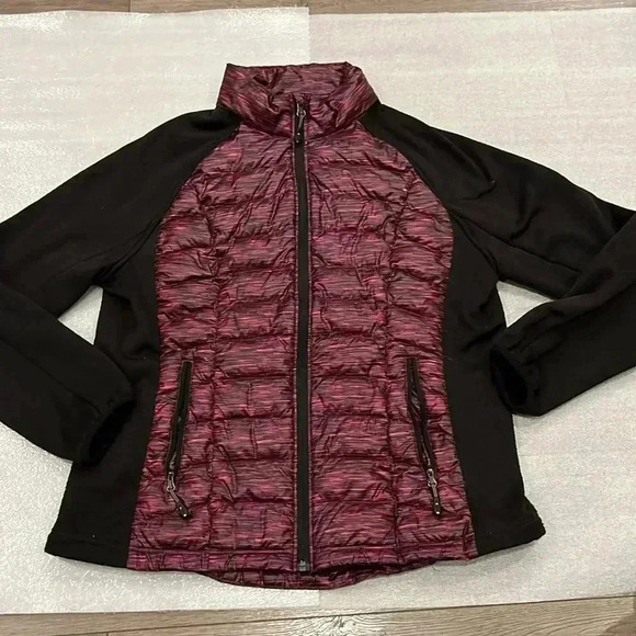 [W-XL]  32 Degree Heat Purple Pattern Zip Up Puffer Spandex Sleeves Jacket s - Picture 1 of 12